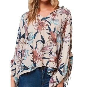 O'Neill Barbados Floral Print Blouse Women's Size Small Long Sleeve V Neck